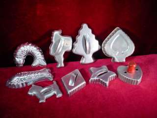 LOT Vintage 1950s ALUMINUM COOKIE CUTTERS Toys MOLDS Silver Metal OLD 