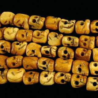 0945 10x9mm carved ox bone skull loose beads  