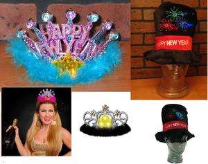 Happy New Year Eve LED Light Up Fiber Optic Hat or Star Tiara Pink 