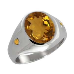   Oval Champagne Quartz and Yellow Citrine 14k White Gold Ring Jewelry