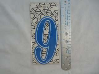 NOS BMX number plate Numbers Zeronine # Nine blue  