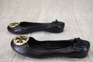 Tory Burch Reva Ballet Flat Black leather Gold Logo Shoes Ballet flats 