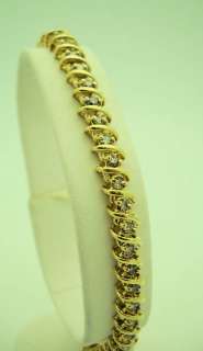 1cttw DIAMOND 7 INCH LONG BRACELET SOLID 10K GOLD, 11.4g  