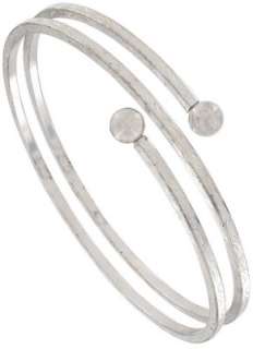 Vintage Silver Tone Upper Arm Band Bracelet Armlet Sprial Square Tube 