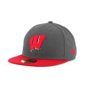  Wisconsin Badgers New Era 59FIFTY NCAA 2 Tone Graphite and 