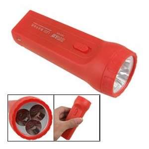  2 Pin US Plug Red Rechargeable Plastic LED Flashlight 