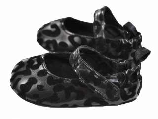   Infant Girls Black Leopard Print Shoes Size 3/6M 6/9M 9/12M .  