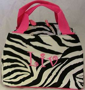 Zebra Print Monogrammed Lunch Box Tote Bag Thermal Insulated 