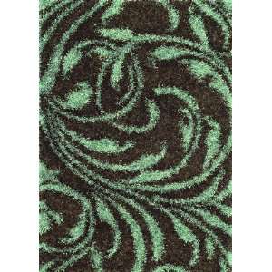   Coffee Rug Shag Leaves Contemporary 5 x 76 (VN11)