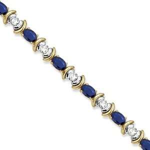 Blue Sapphire and Diamond Link Tennis Bracelet 14k Yellow Gold (8.20ct 