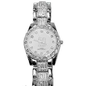  Iced 50 Cent Hip Hop Watch, White 