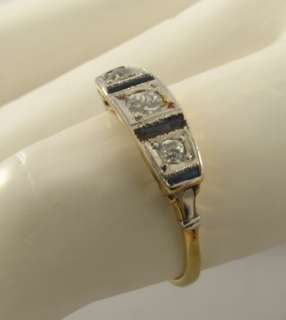 Antique Art Deco Diamonds & Sapphires 18k Plat Ring  