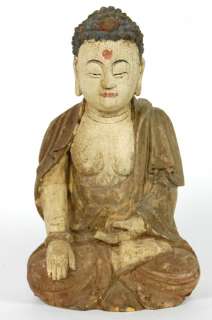 WOOD BUDDHA STATUE Buddhist Alms Meditation Deity 16  