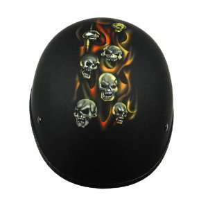  Vega XTS Flat Black Medium Half Helmet with Tortured Souls 