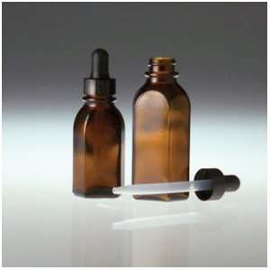 oz (60 mL) Amber Glass Oval Dropper Bottles, cs/36  