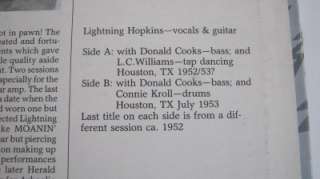 LIGHTNING HOPKINS Historic 52 53 LP MONO NICE  
