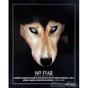 No Fear Wolf Helen Keller Quote Motivational Animal Poster 16 x 20 