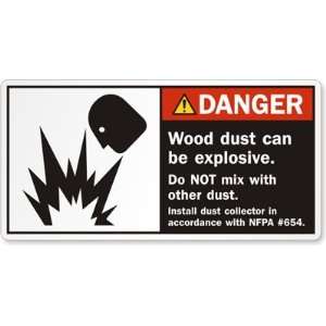 Wood dust can be explosive. Do NOT mix with other dust. Install dust 