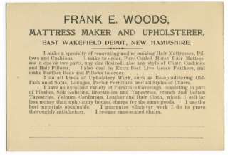 1365 Frank E. Woods upholsterer East Wakefield, NH tdcd  