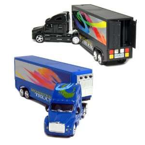  Truck Big Rig Hauler with Sounds Effect, Black and Blue. Toys & Games