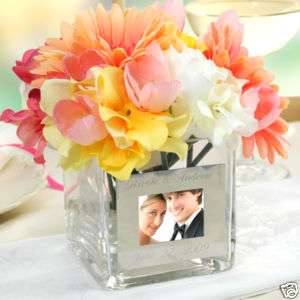15 Engraved Square Glass Vase with Photo Frames  