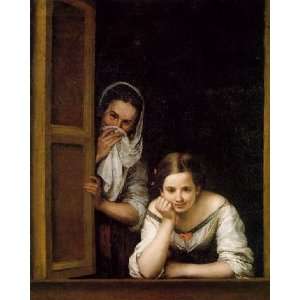   painting name A Girl and her Duenna, by Murillo Bartolomé Esteban