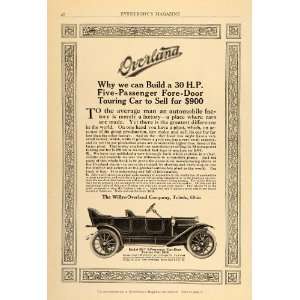 1911 Vintage Ad Willys Overland Touring Car 59 T 61 T   Original Print 