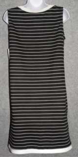 NEW MSK Womens Black and White Striped Dress Size 8  