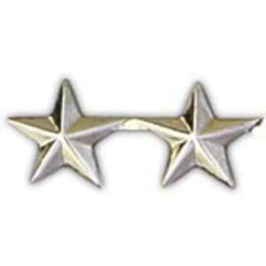  U.S. Army General Two Stars Pin Silver Plated 1 1/4 Arts 