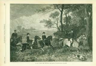 SIDESADDLE EQUESTRIAN HORSES FOXHOUNDS ANTIQUE PRINT  