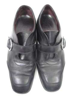 you are bidding on a pair of tod s black leather buckle loafer shoes 