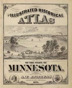 1874 ATLAS STATE MINNESOTA 184 old maps lithographs GENEALOGY land 