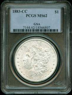 1883 CC PCGS MS62 GSA~MORGAN SILVER DOLLAR~  