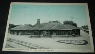 1930 Union Station EFFINGHAM Ill. Railroad POSTCARD  