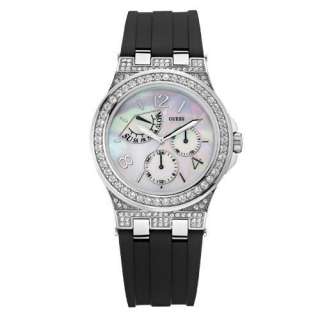Guess Puzzle Ladies Swarovski Watch W19004L1 with Rubber Strap, Mother 