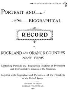 1895 Genealogy Bios Rockland & Orange Co New York NY  