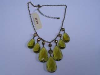1928 2028 JEWELRY BIG BRIOLETS NECKLACE WITH LARGE FACETED GREEN 