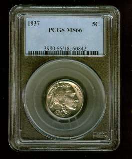 1937 5C PCGS MS 66 Buffalo Nickel  