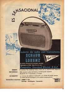 1960 SCHAUB LORENZ RADIO AUDIO CHILE PRINT SPANISH AD  