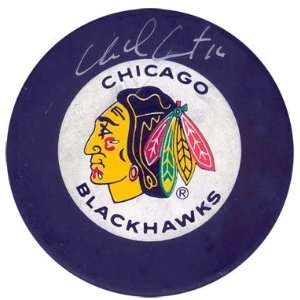  Michel Goulet Autographed Chicago Blackhawks Hockey Puck 