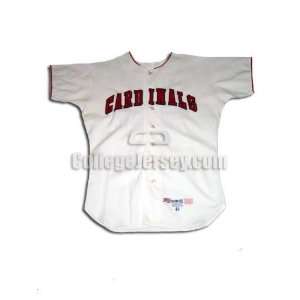 White No. 43 Game Used Ball State McAuliffe Baseball Jersey (SIZE 44 