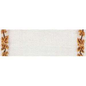   . Ant. White/Brown Linen Banding w/Maple Leaf 4.8x18 