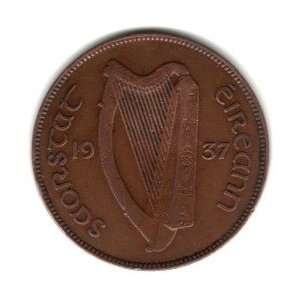   1937 Ireland Large Penny Coin KM#3   Irish Free State 