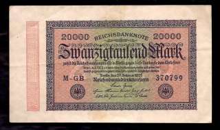 Germany Reichsbanknote 20000 Mark 1923 @ Crisp VF  
