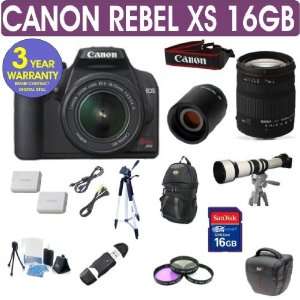 Canon Rebel XS + Sigma 18 200 f3.5 6.3 DC Lens + 650 1300mm Zoom Lens 