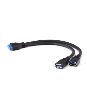  HDE (TM) 2 Port USB 3.0 A Female to 20 Pin Y Cable 