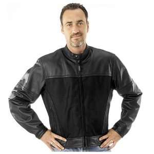 River Road Pecos Mens Classic Leather Mesh Touring Motorcycle Jacket 