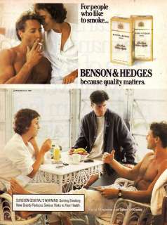 1987 Vintage Cigarette Print Ad Benson & Hedges AD  