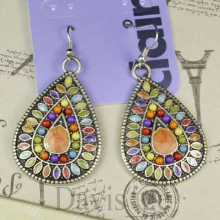 Vintage Color personality exaggeration earrings  