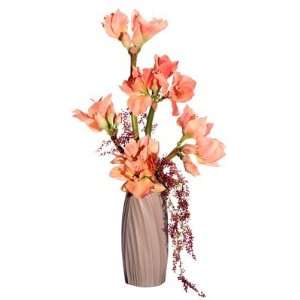  Floral 34 Artificial Potted Amaryllis and Berry in Peach 